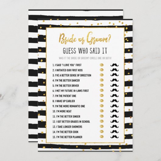 Brautparty Bridge oder Game | Gold Confetti Einladung (Vorne/Hinten)