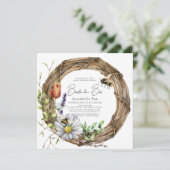 Brautparty "Brie to Bee Floral Vine Wreath" Einladung (Stehend Vorderseite)