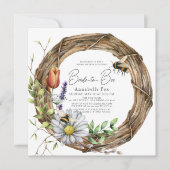 Brautparty "Brie to Bee Floral Vine Wreath" Einladung (Vorderseite)