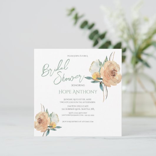 Brautparty Bright Summer Blume Elegant Einladung (Stehend Vorderseite)