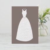 Brautparty Brown White Wedding Dress Einladung (Stehend Vorderseite)