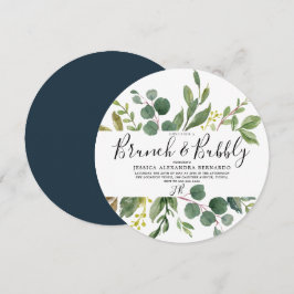 Brautparty Brunch & Bubbly aus neuem grünem Leaf Einladung