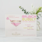 Brautparty BRUNCH BUBBLY Cocktail PINK GOLD Einladung (Stehend Vorderseite)