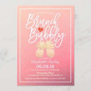 Brautparty Brunch Bubbly Gold Ananas Einladung