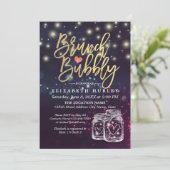 Brautparty Brunch Bubbly Mason Jar Lila Light Einladung (Stehend Vorderseite)