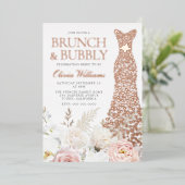 Brautparty Brunch & Bubbly Rose Gold Folieneinladung (Stehend vorne)