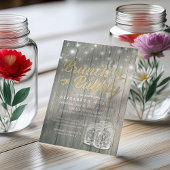 Brautparty Brunch Bubbly Rustic Wood Mason Jar Einladung