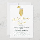 Brautparty Brunch Mimosa Cocktail Gold Einladung (Vorderseite)