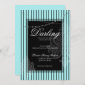 Brautparty-Brunch mit aquamarinem Schwarz Einladung (Vorne/Hinten)