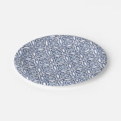 Brautparty Brunch mit blauen und weißen Fliesen Pappteller (Schrägansicht)