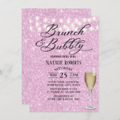 Brautparty Brunch Moderner Champagner Sparkone Ros Einladung (Vorne/Hinten)