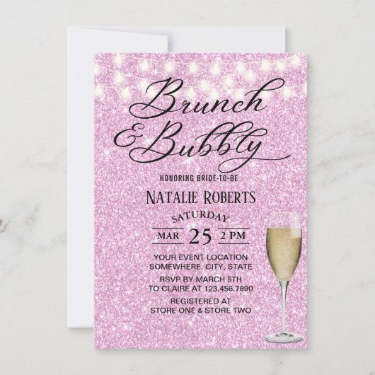 Brautparty Brunch Moderner Champagner Sparkone Ros Einladung (Vorderseite)