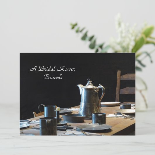Brautparty Brunch Old West Table Setting Einladung (Stehend Vorderseite)