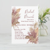 Brautparty Brunch Pampas Elegance Mauve Pink Einladung (Stehend Vorderseite)