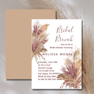 Brautparty Brunch Pampas Elegance Mauve Pink Einladung