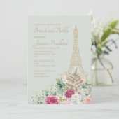 Brautparty Brunch Paris Französischer Eiffelturm Einladung (Stehend Vorderseite)