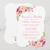 Brautparty Brunch Rosa Blumenladen Einladung (Vorne/Hinten)
