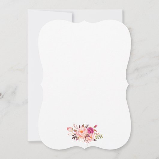 Brautparty Brunch Rosa Blütengoldene Einladung (Rückseite)