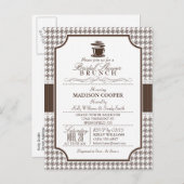 Brautparty Brunch; Taupe Hahnentrittmuster einlade Einladungspostkarte (Vorne/Hinten)