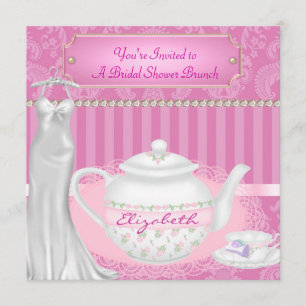 Brautparty Brunch Tee & Teacup Damask Einladung