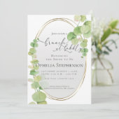 Brautparty | Brunch und Eukalyptus Einladung (Stehend Vorderseite)