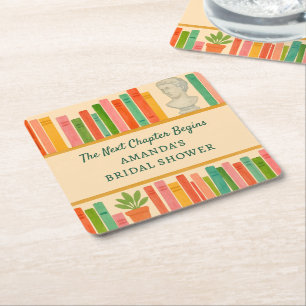 Brautparty buchen Chic Fun "New Chapter" Rechteckiger Pappuntersetzer