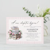 Brautparty buchen Rustikale Rose Neues Kapitel Einladung (Stehend Vorderseite)
