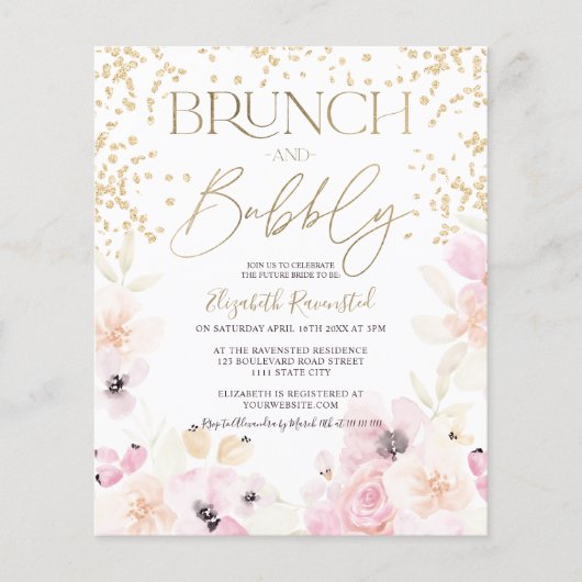 Brautparty-Budget für Blumenbrunch (Vorderseite)