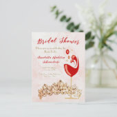 Brautparty Budget Rosa Wein Golfen Einladung Postkarte (Stehend Vorderseite)