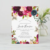 Brautparty, Burgund, Blush+Navy Wasserfarbe Ankündigung (Stehend Vorderseite)