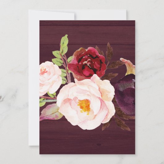 Brautparty Burgund Marsala Wald Rustic Boho Einladung (Rückseite)