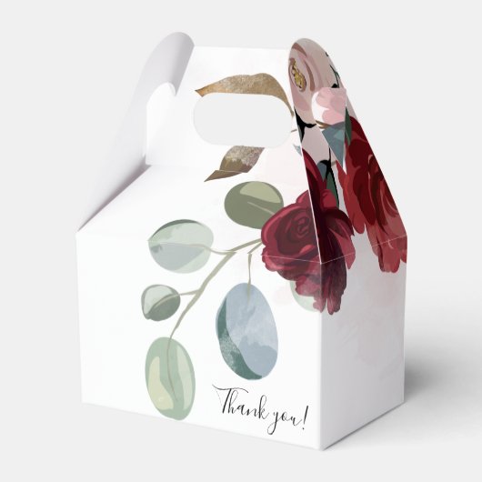 Brautparty Burgund Rustikale Floral Custom Geschenkschachtel (Rückseite)