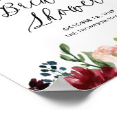 Brautparty Burgund und Blauer Blumengarten Poster (Ecke)