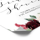 Brautparty Burgund und Blauer Blumengarten Poster (Ecke)