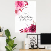 Brautparty Burgund und Blüten im Herbst willkommen Poster (Heimbüro)