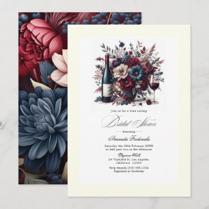 Brautparty "Burgund" und "Navy Floral" Einladung