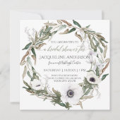 Brautparty Burgundy Anemone Olive Leaf Wreath Einladung (Vorderseite)