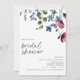 Brautparty Burgundy & Blue Wildblume Einladung
