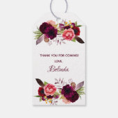 Brautparty burgundy boho floralen danke geschenkanhänger (Rückseite)