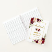 Brautparty Burgundy Floral Gold Geschenkliste Notizblock (Innenseite)