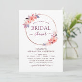 Brautparty Burgundy Geometric Spring Floral Einladung (Stehend Vorderseite)