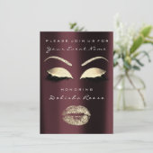 Brautparty Burgundy Maroon Gold Grau Glitzer Einladung (Stehend Vorderseite)