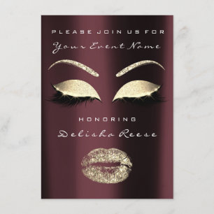 Brautparty Burgundy Maroon Gold Grau Glitzer Einladung