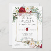 Brautparty | Burgundy Peony Floral Frame Einladung (Vorderseite)