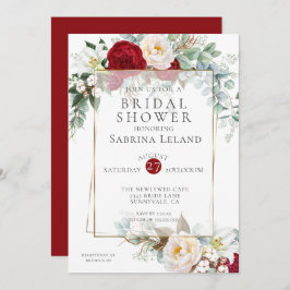 Brautparty | Burgundy Peony Floral Frame Einladung