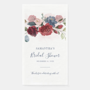 Brautparty Burgundy Rustic Floral Custom Paper Serviette