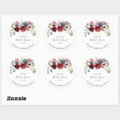 Brautparty Burgundy Rustic Floral Script Runder Aufkleber (Blatt)