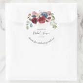 Brautparty Burgundy Rustic Floral Script Runder Aufkleber (Tasche)