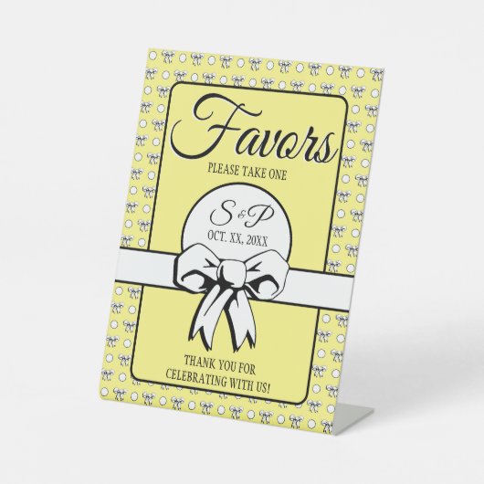 Brautparty Butter Gelbe Polka Dots Bows Sockelschild (Vorderseite)