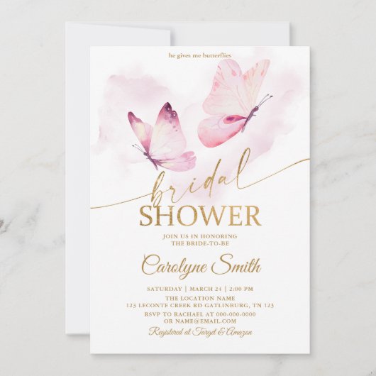 Brautparty Butterfly Einladung (Vorderseite)